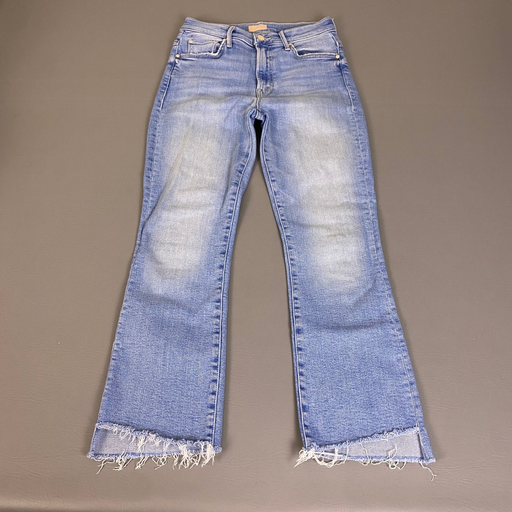 MOTHER The Insider Crop Step Fray Jeans Women Size 25 Light Blue Limited Edition